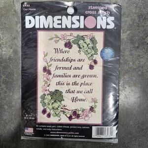 Sealed DIMENSIONS Stamped Cross Stitch Our Home 5"x7" Kit #6932 Floral Family